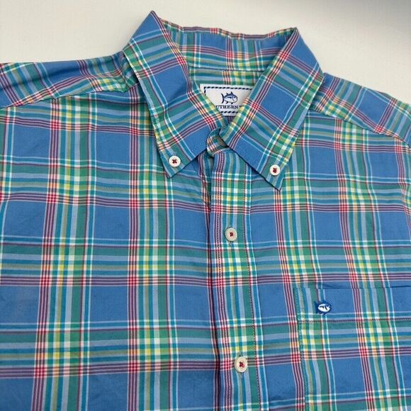 Southern Tide Shirt Mens S Small Classic Fit Button Down Blue Plaid Long Sleeve‎ - Picture 1 of 5